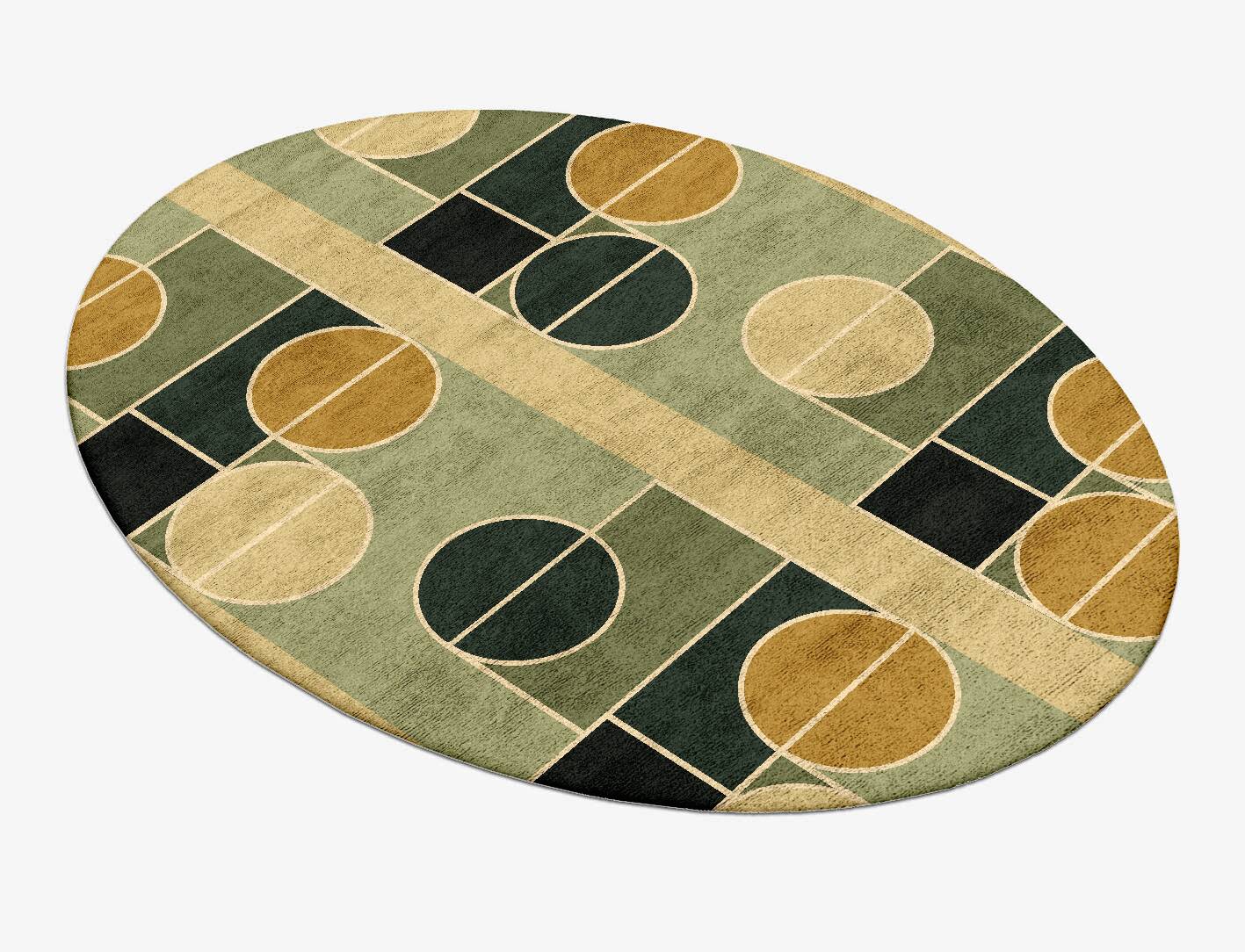 Recoil Modern Geometrics Oval Hand Tufted Bamboo Silk Custom Rug by Rug Artisan