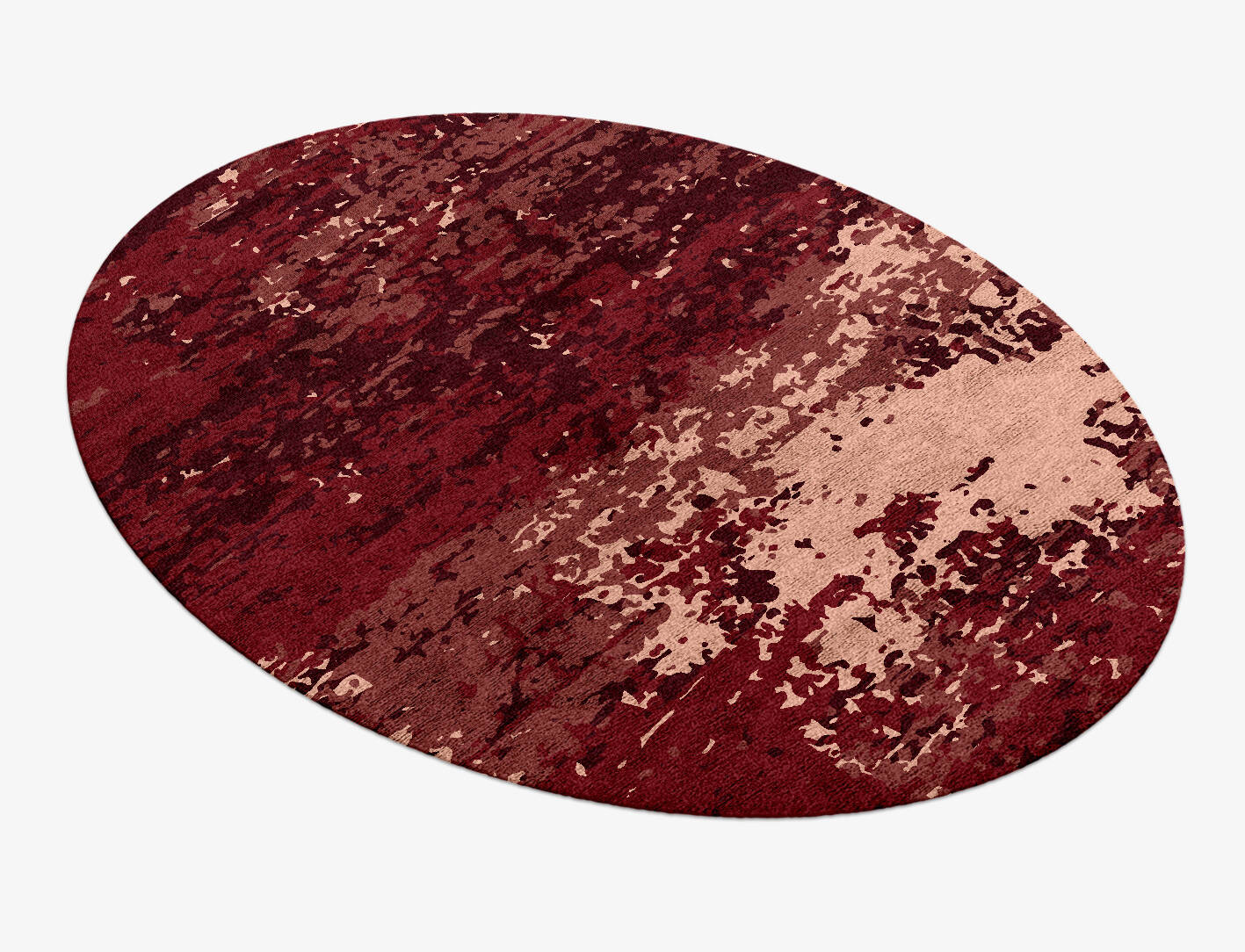 Red Velvet Surface Art Oval Hand Knotted Bamboo Silk Custom Rug by Rug Artisan