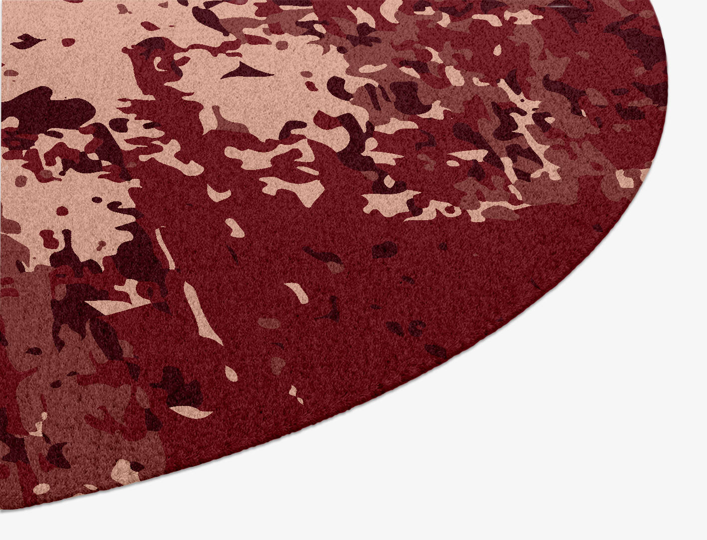 Red Velvet Surface Art Oval Hand Knotted Tibetan Wool Custom Rug by Rug Artisan