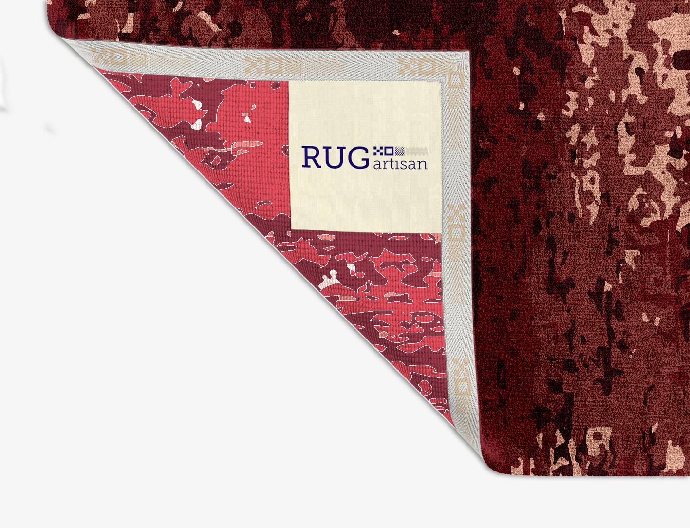 Red Velvet Surface Art Square Hand Knotted Bamboo Silk Custom Rug by Rug Artisan