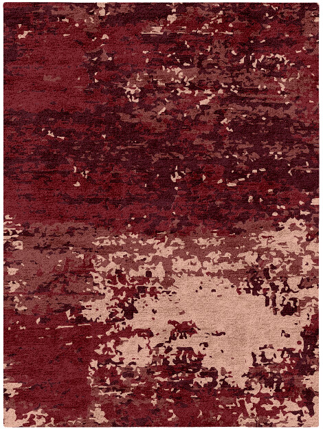 Red Velvet Surface Art Rectangle Hand Tufted Bamboo Silk Custom Rug by Rug Artisan
