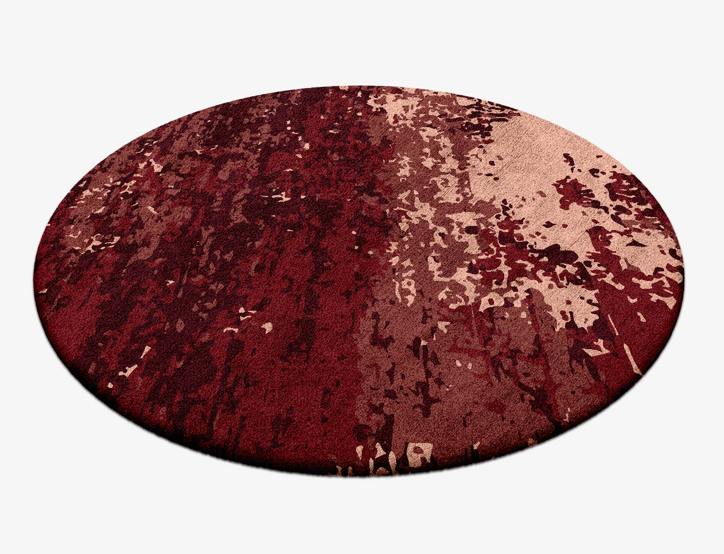Red Velvet Surface Art Round Hand Tufted Bamboo Silk Custom Rug by Rug Artisan