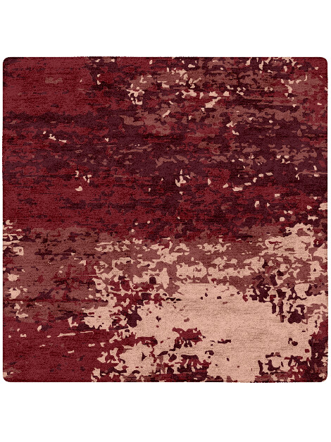 Red Velvet Surface Art Square Hand Tufted Bamboo Silk Custom Rug by Rug Artisan