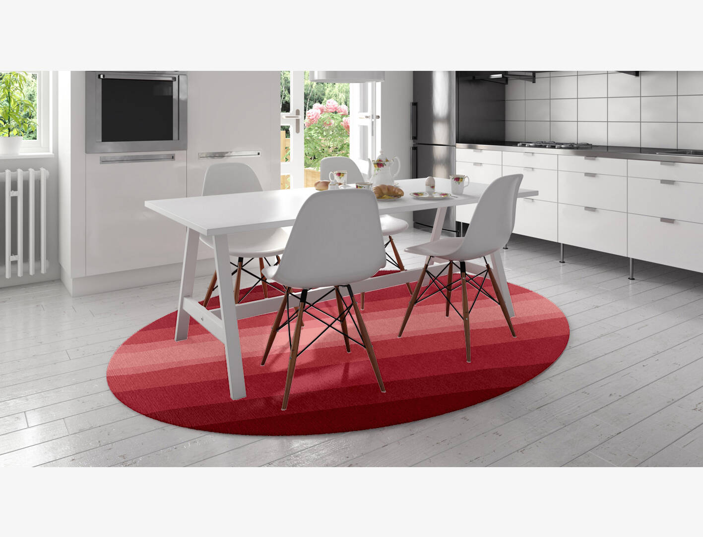 Redrow Gradation Oval Hand Knotted Tibetan Wool Custom Rug by Rug Artisan