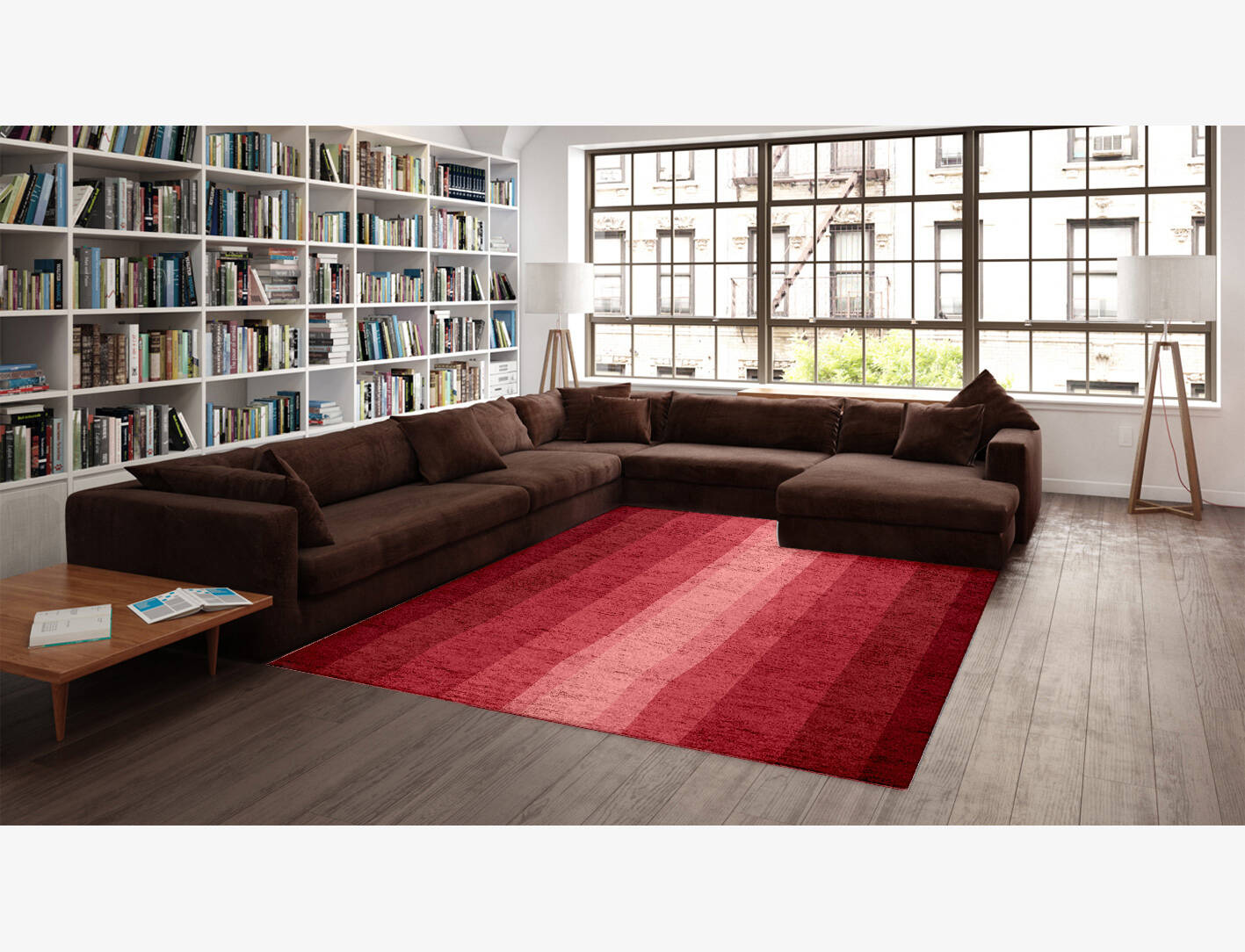 Redrow Gradation Rectangle Hand Knotted Bamboo Silk Custom Rug by Rug Artisan