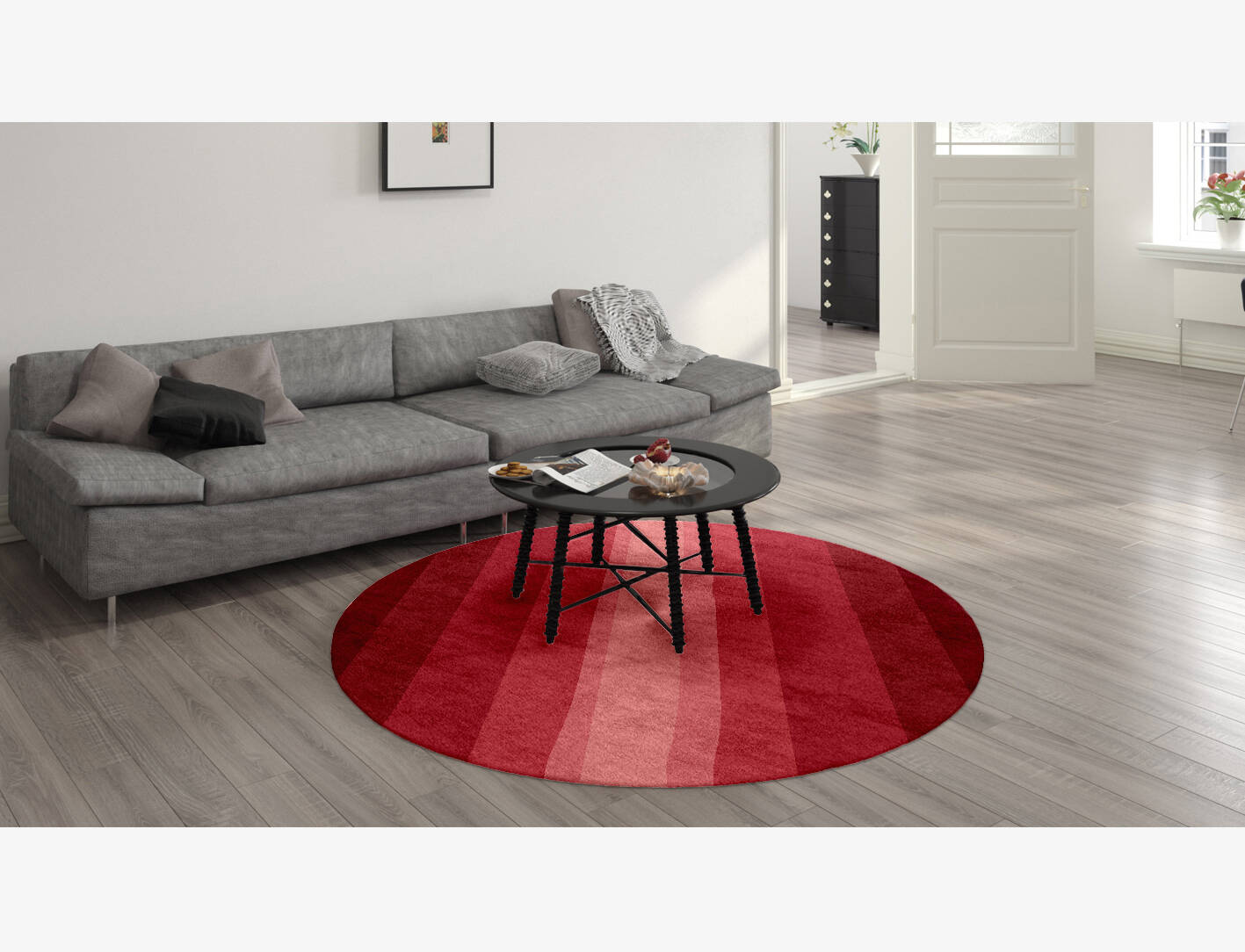 Redrow Gradation Round Hand Knotted Bamboo Silk Custom Rug by Rug Artisan