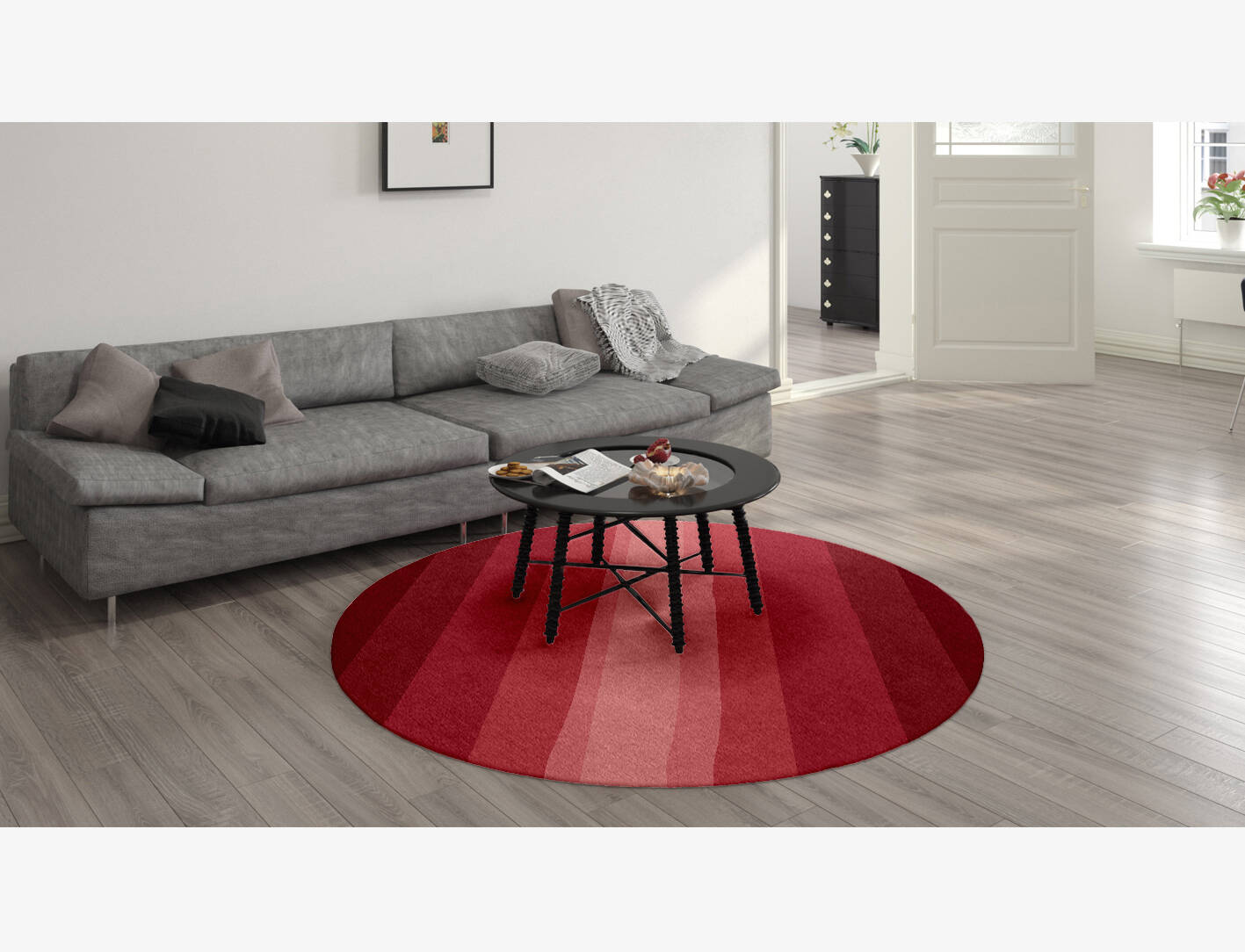 Redrow Gradation Round Hand Knotted Tibetan Wool Custom Rug by Rug Artisan
