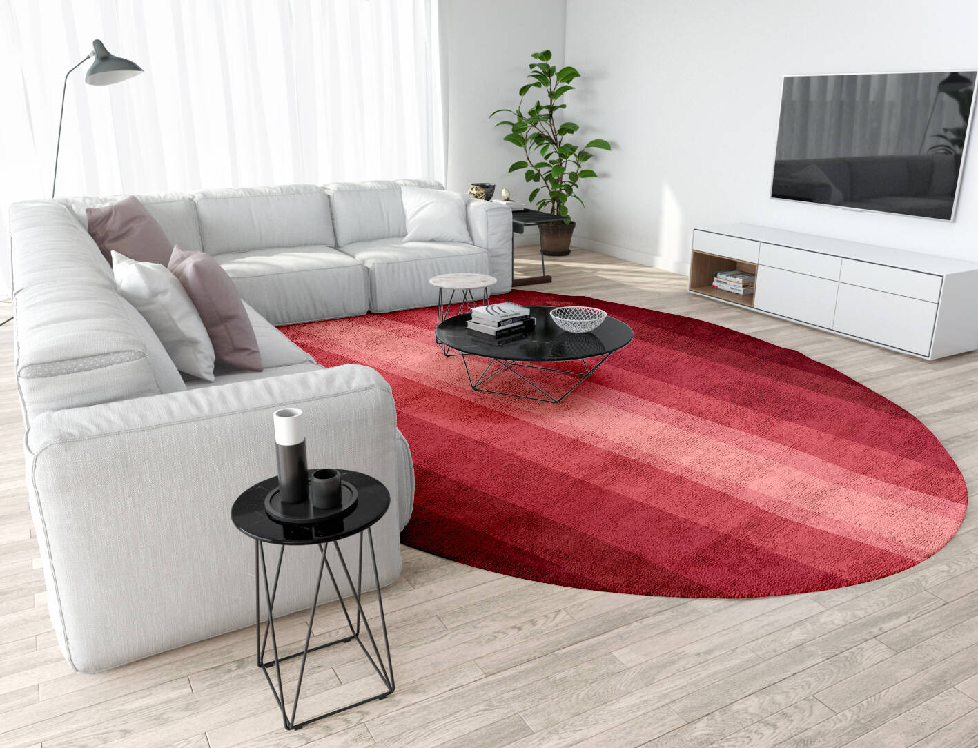 Redrow Gradation Oval Hand Tufted Bamboo Silk Custom Rug by Rug Artisan