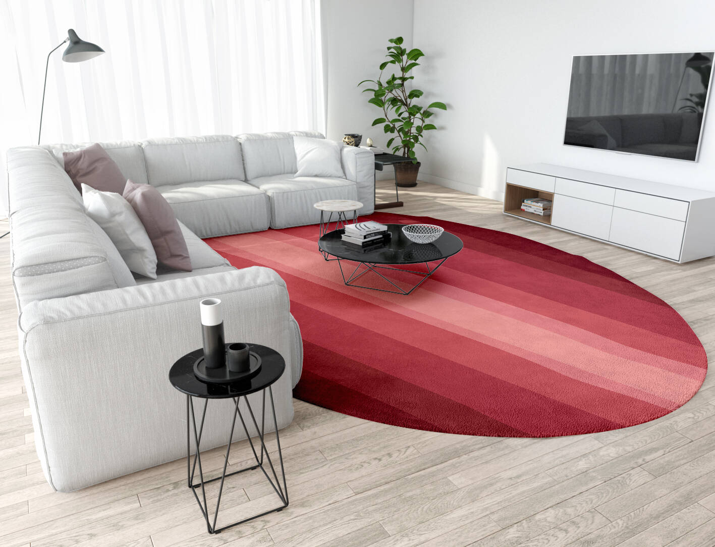 Redrow Gradation Oval Hand Tufted Pure Wool Custom Rug by Rug Artisan