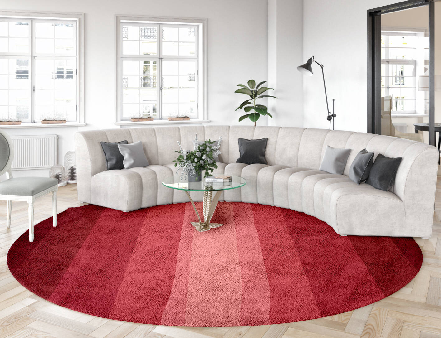 Redrow Gradation Round Hand Tufted Bamboo Silk Custom Rug by Rug Artisan