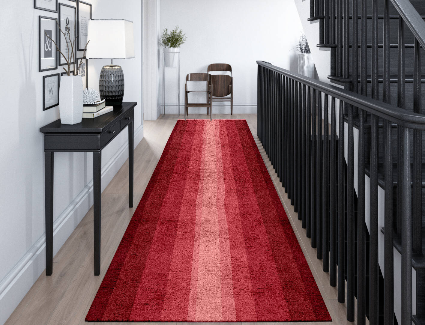Redrow Gradation Runner Hand Tufted Bamboo Silk Custom Rug by Rug Artisan