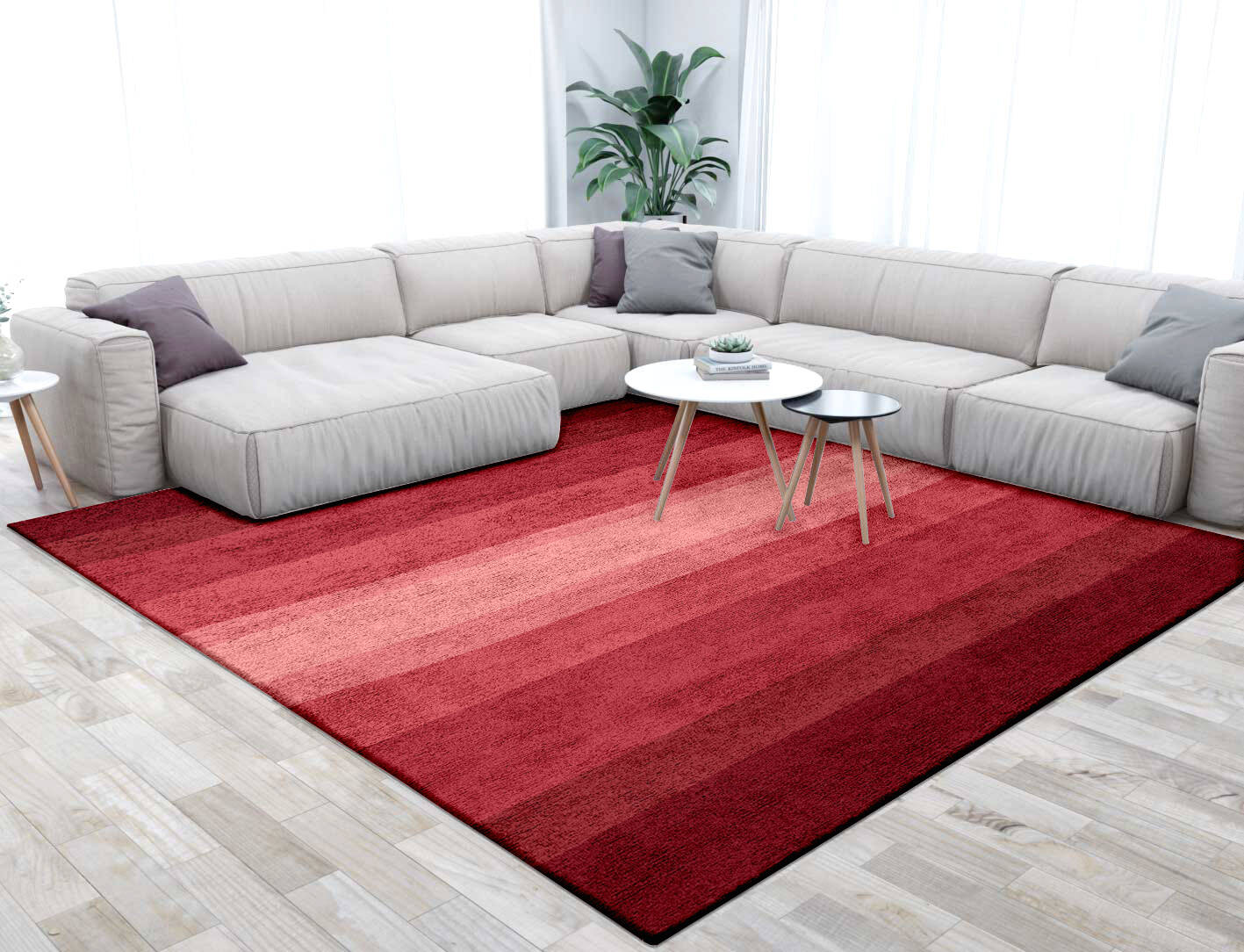 Redrow Gradation Square Hand Tufted Bamboo Silk Custom Rug by Rug Artisan