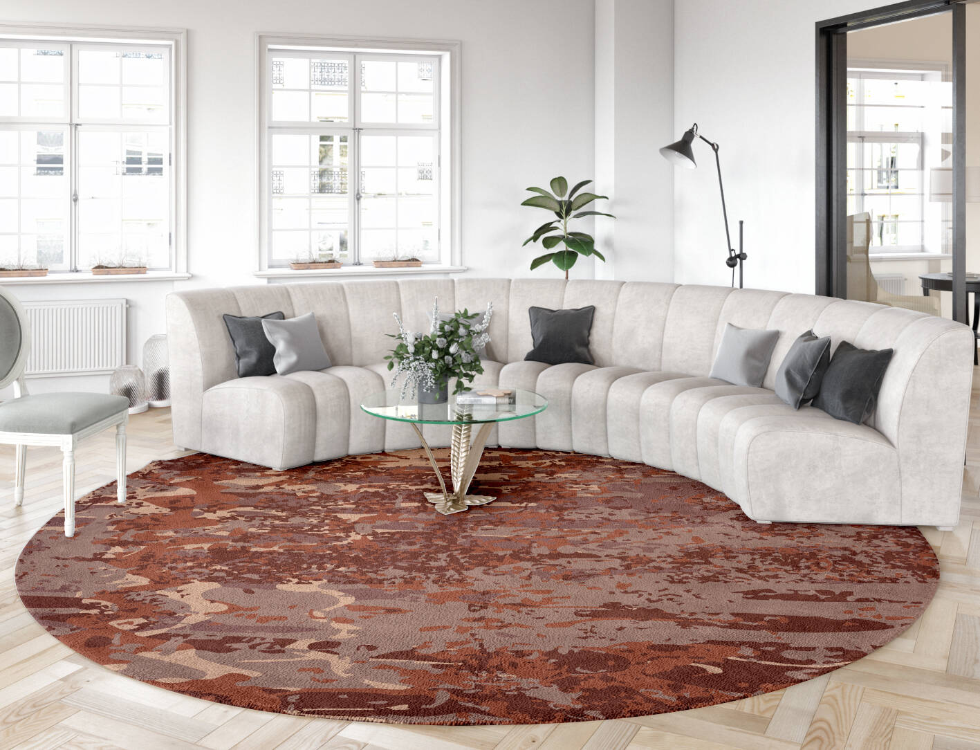 Reflections Surface Art Round Hand Tufted Pure Wool Custom Rug by Rug Artisan