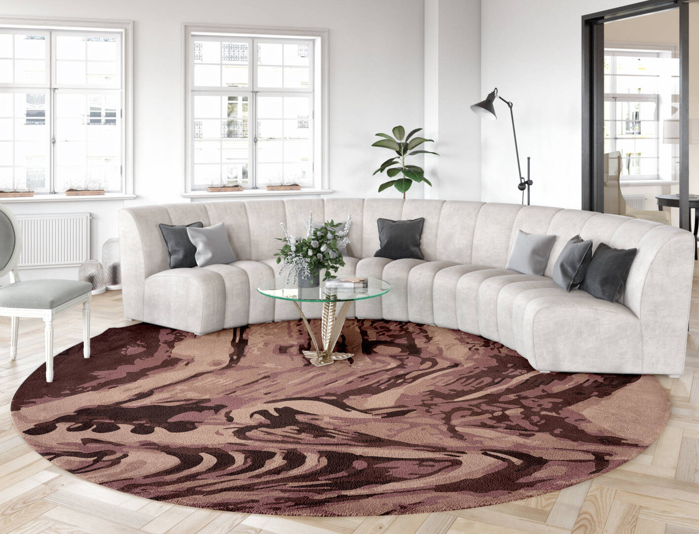 Refraction Surface Art Round Hand Tufted Pure Wool Custom Rug by Rug Artisan