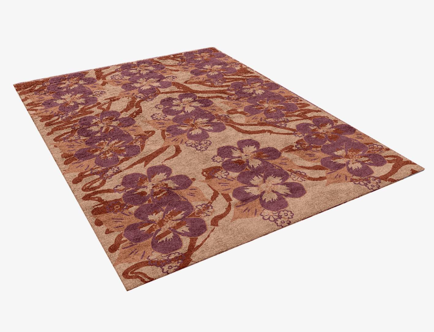 Rehan Floral Rectangle Hand Knotted Bamboo Silk Custom Rug by Rug Artisan