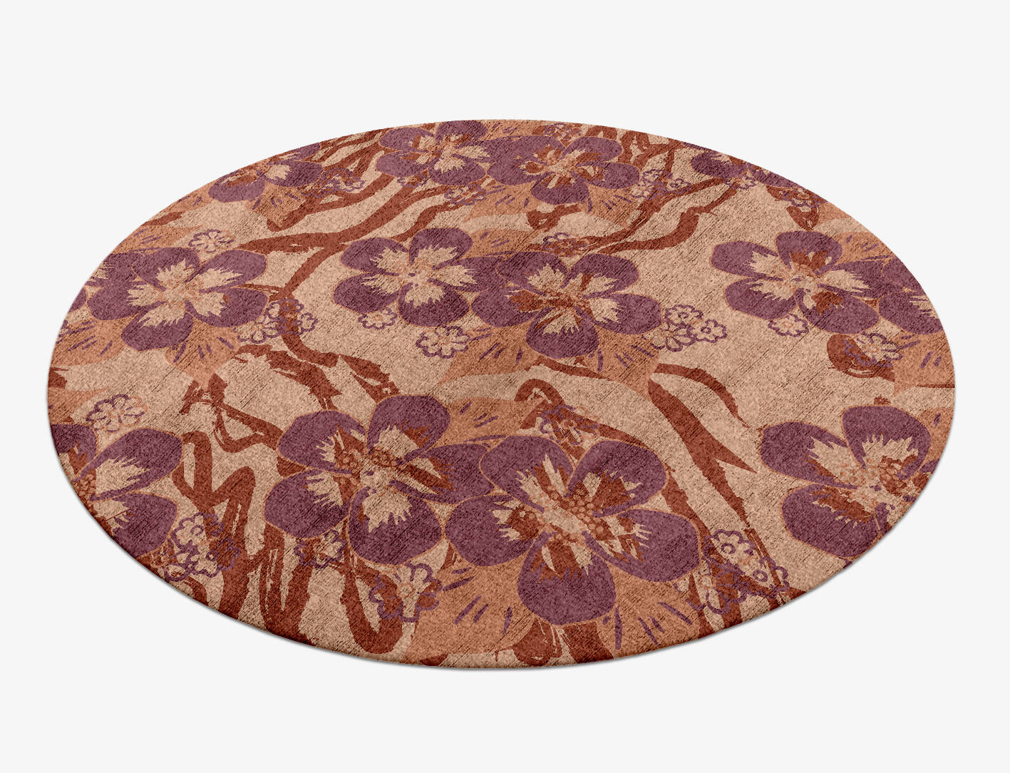 Rehan Floral Round Hand Knotted Bamboo Silk Custom Rug by Rug Artisan