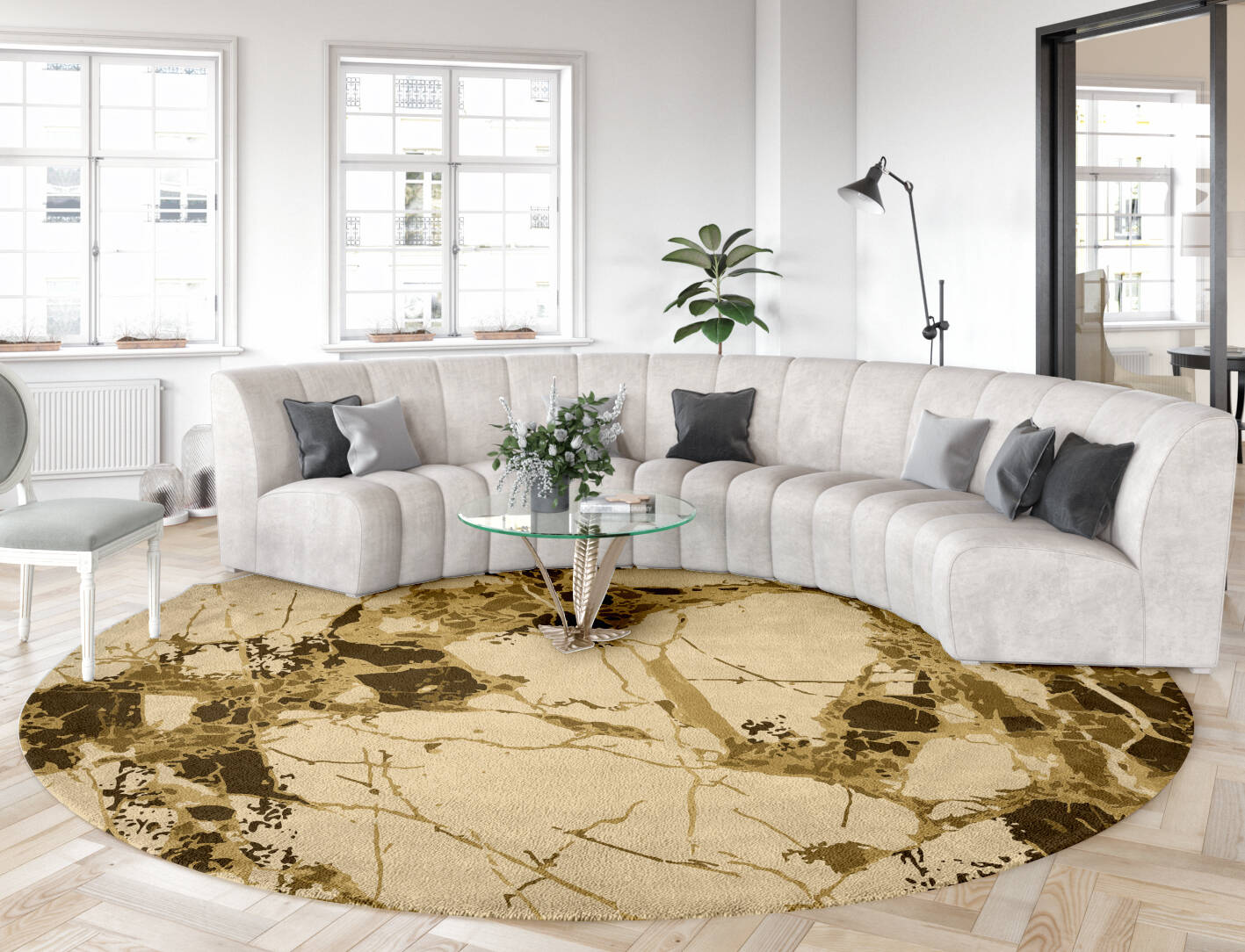Relic Surface Art Round Hand Tufted Pure Wool Custom Rug by Rug Artisan