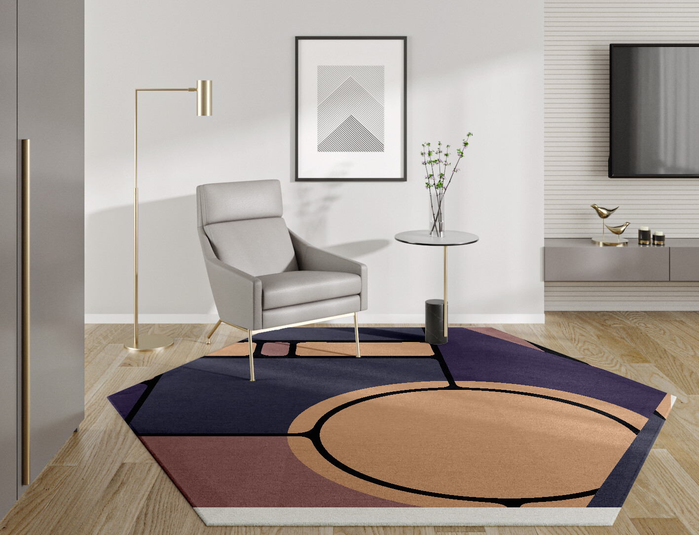 Remote Geometric Hexagon Hand Tufted Pure Wool Custom Rug by Rug Artisan
