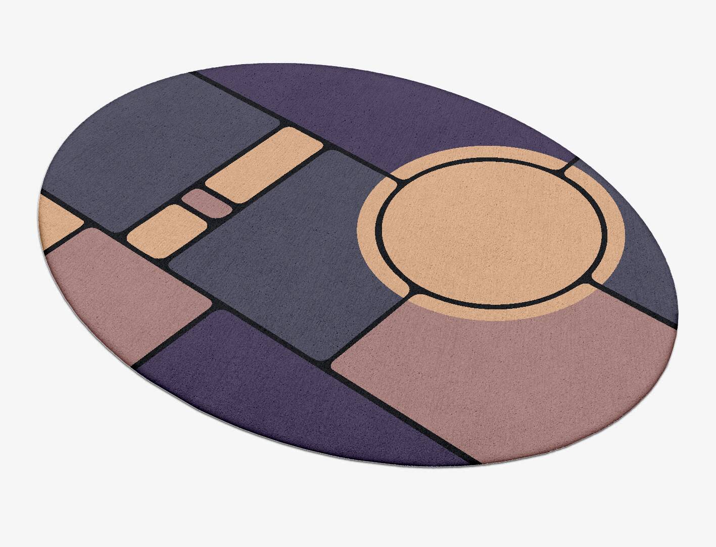 Remote Modern Geometrics Oval Hand Tufted Pure Wool Custom Rug by Rug Artisan