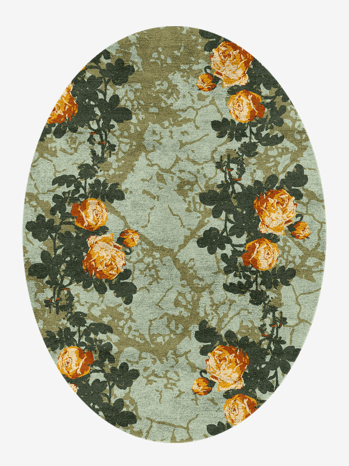 Renaissance Floral Oval Hand Knotted Bamboo Silk Custom Rug by Rug Artisan