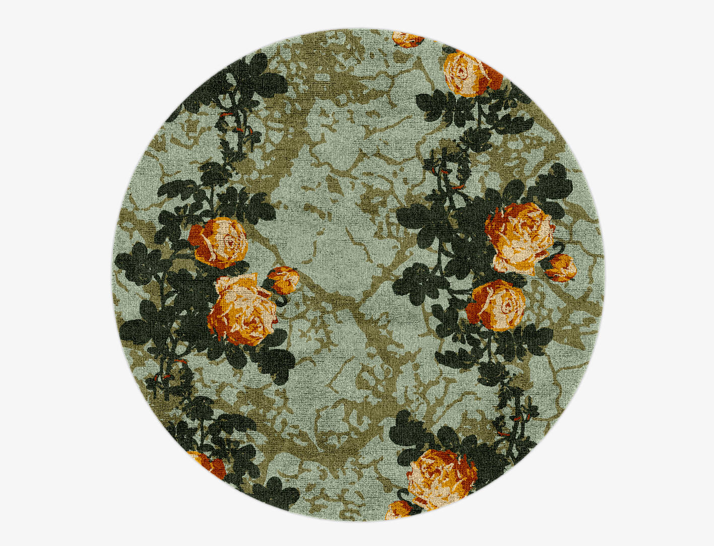 Renaissance Floral Round Hand Knotted Bamboo Silk Custom Rug by Rug Artisan