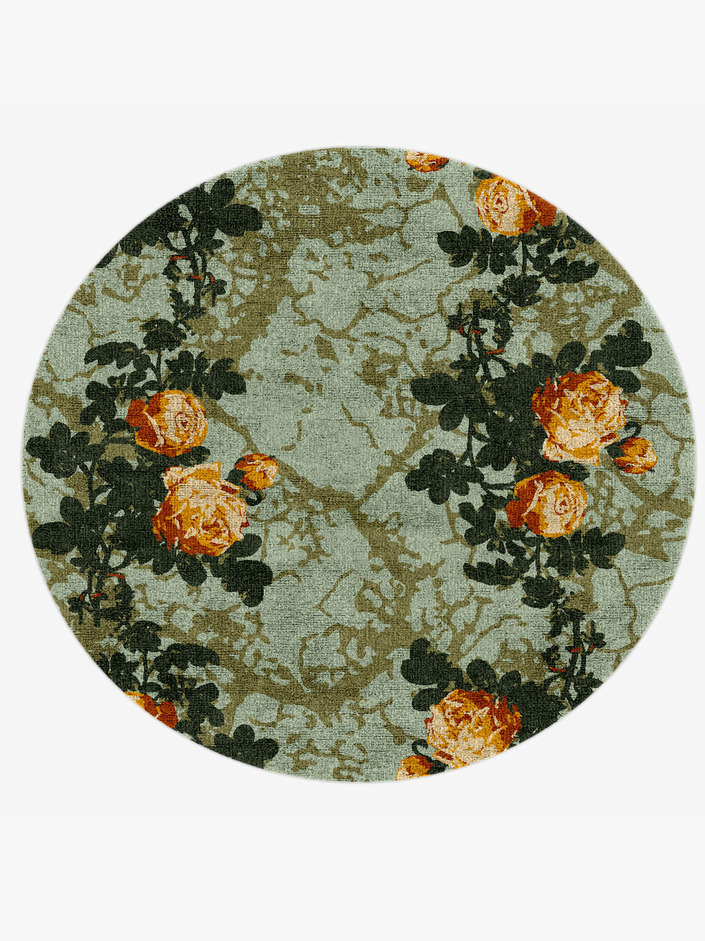 Renaissance Floral Round Hand Knotted Bamboo Silk Custom Rug by Rug Artisan