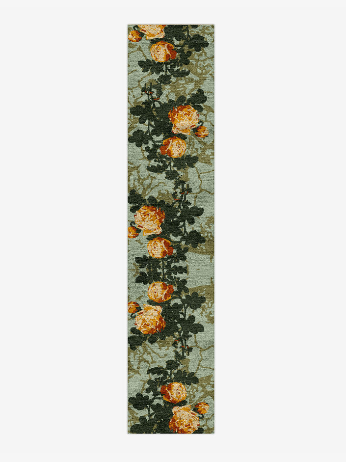 Renaissance Floral Runner Hand Knotted Bamboo Silk Custom Rug by Rug Artisan