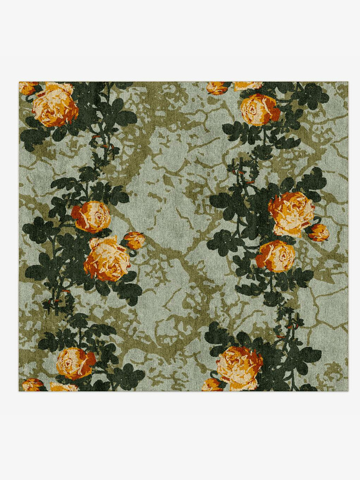 Renaissance Floral Square Hand Knotted Bamboo Silk Custom Rug by Rug Artisan