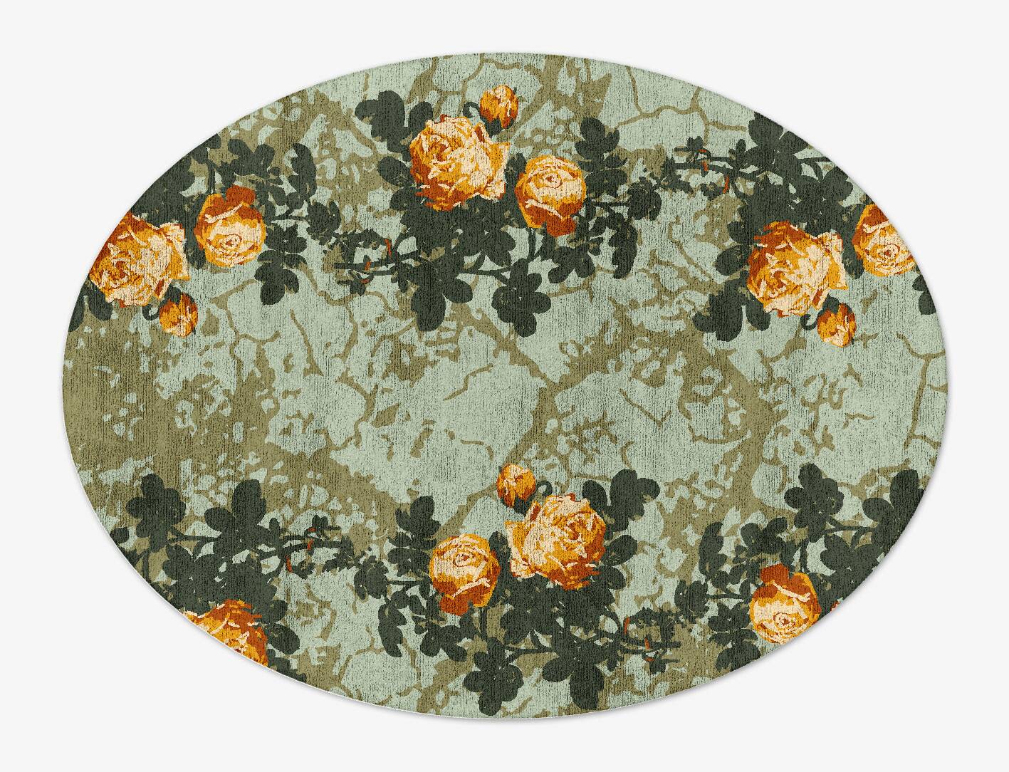 Renaissance Floral Oval Hand Tufted Bamboo Silk Custom Rug by Rug Artisan