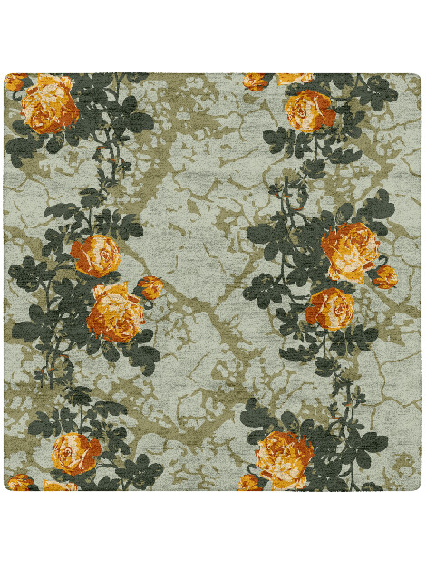 Renaissance Floral Square Hand Tufted Bamboo Silk Custom Rug by Rug Artisan