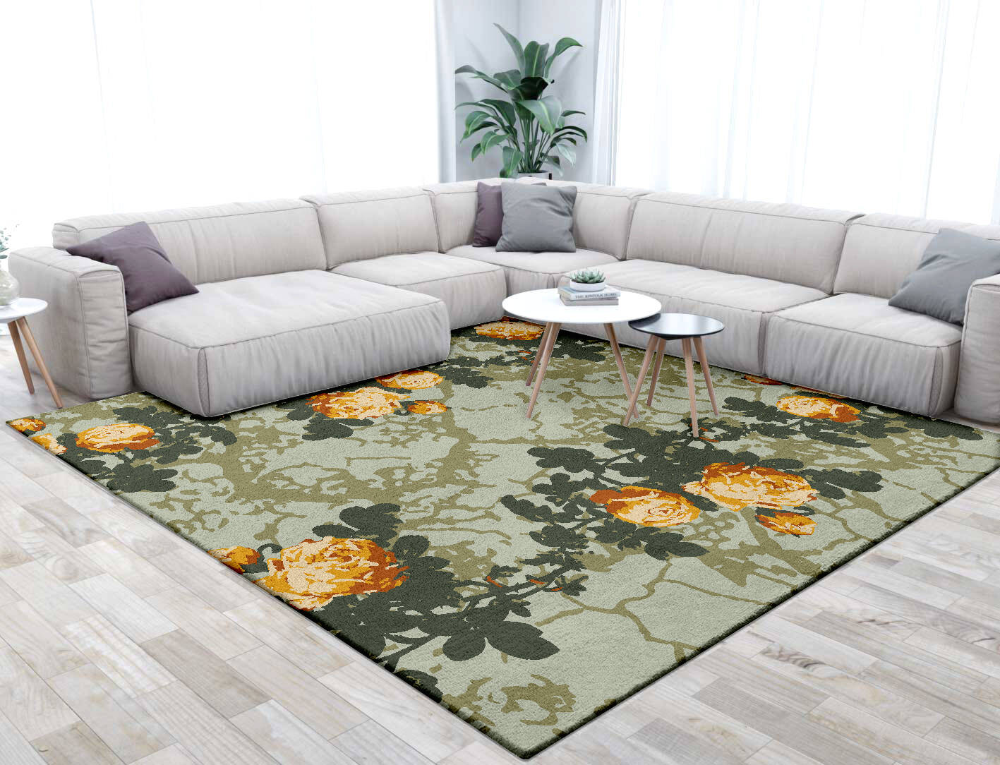 Renaissance Floral Square Hand Tufted Pure Wool Custom Rug by Rug Artisan