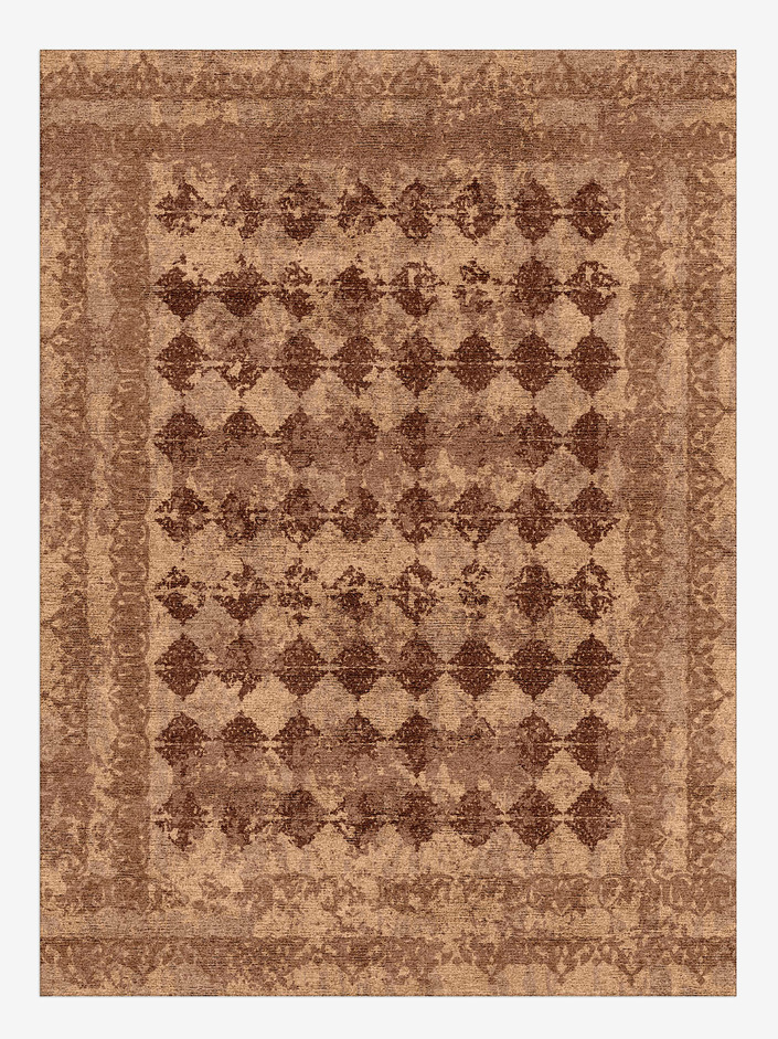 Repeat Medallion Vintage Rectangle Hand Knotted Bamboo Silk Custom Rug by Rug Artisan