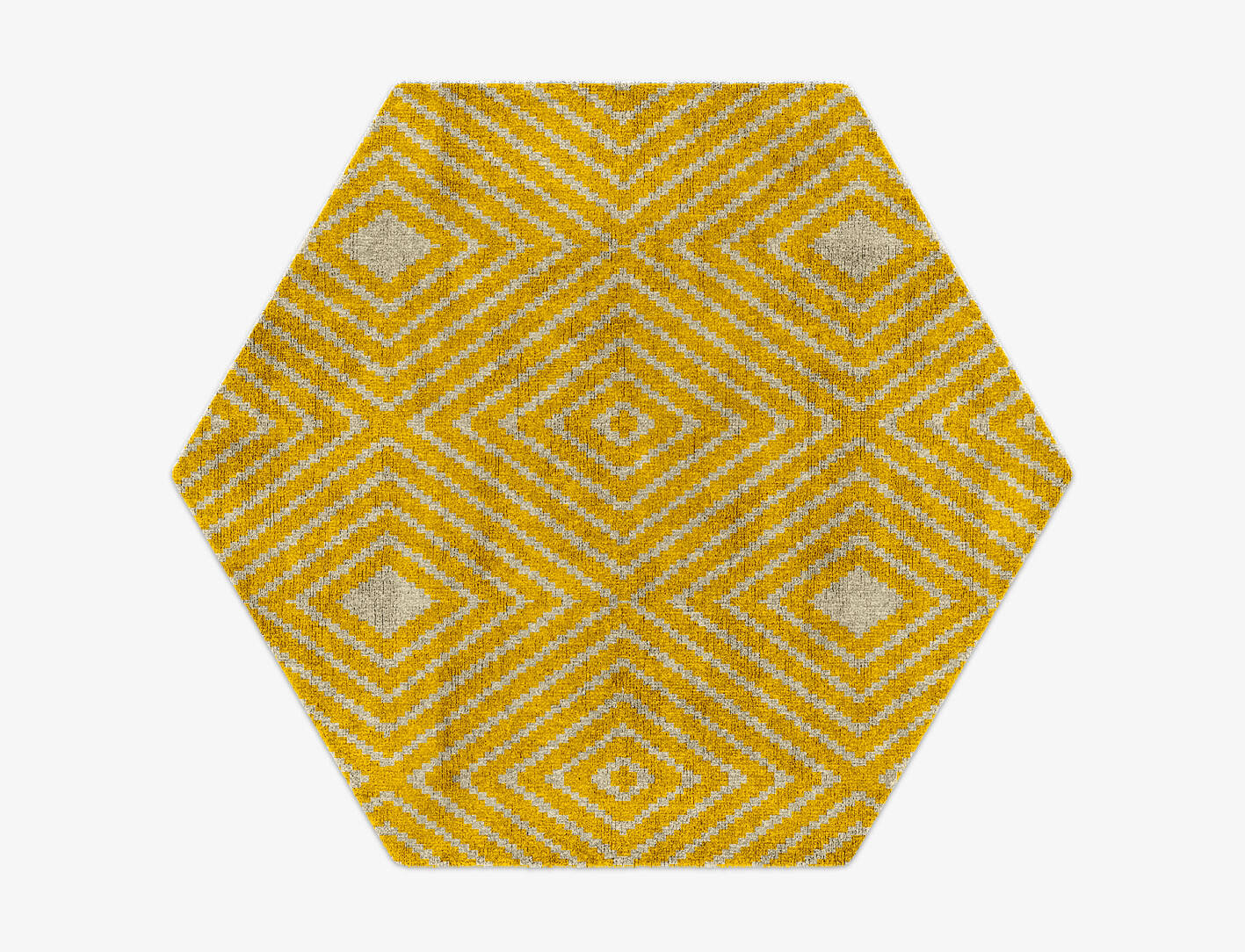 Reruns Geometric Hexagon Hand Knotted Bamboo Silk Custom Rug by Rug Artisan