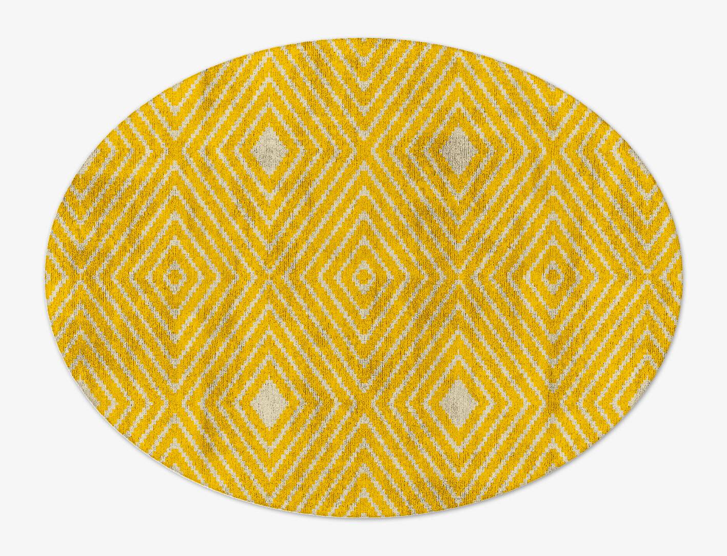 Reruns Geometric Oval Hand Tufted Bamboo Silk Custom Rug by Rug Artisan