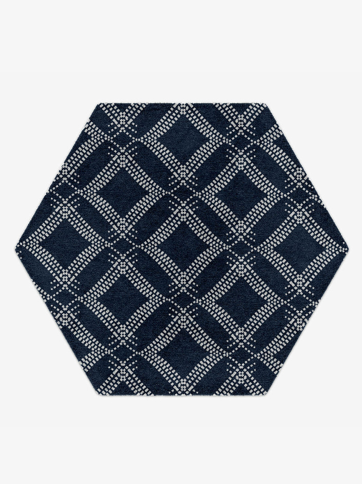 Resist Batik Hexagon Hand Knotted Tibetan Wool Custom Rug by Rug Artisan
