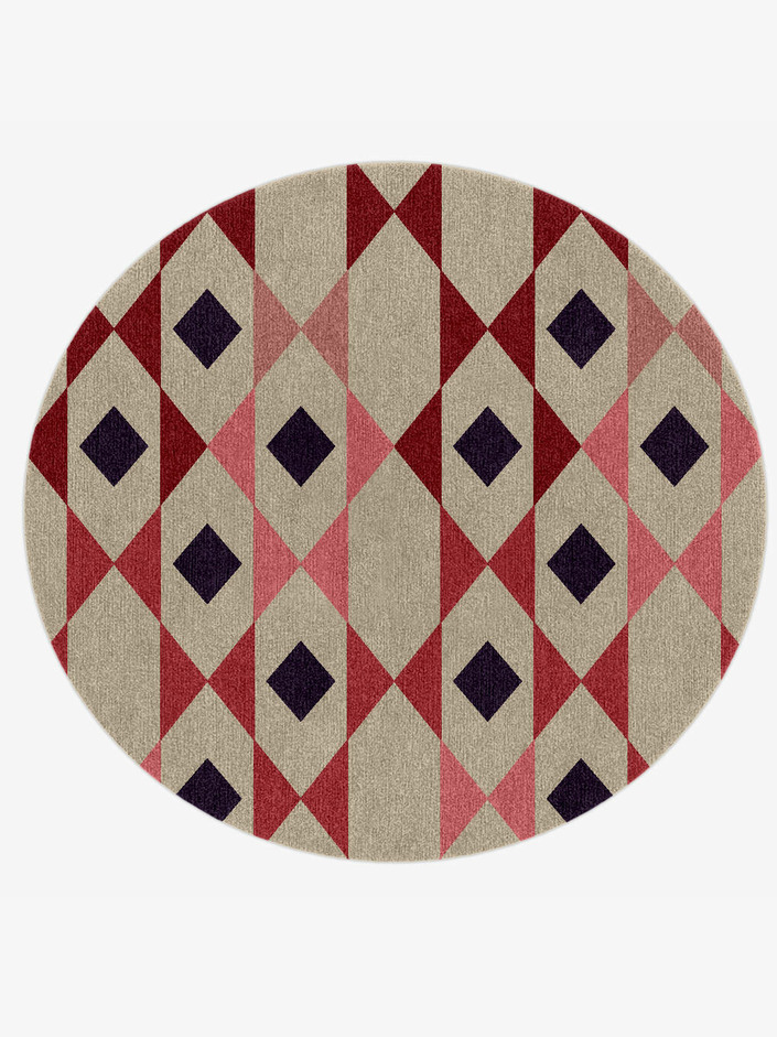 Rhombii Geometric Round Hand Knotted Tibetan Wool Custom Rug by Rug Artisan