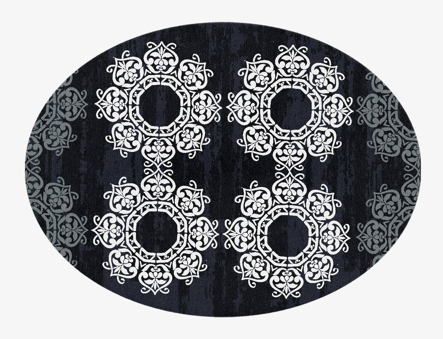 Rhythm Grey Monochrome Oval Hand Knotted Tibetan Wool Custom Rug by Rug Artisan
