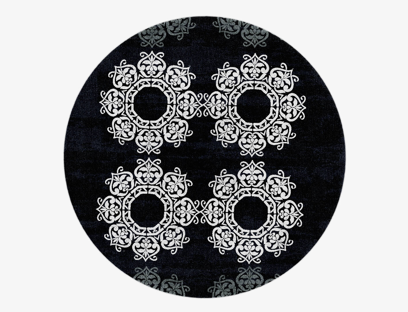 Rhythm Grey Monochrome Round Hand Knotted Bamboo Silk Custom Rug by Rug Artisan