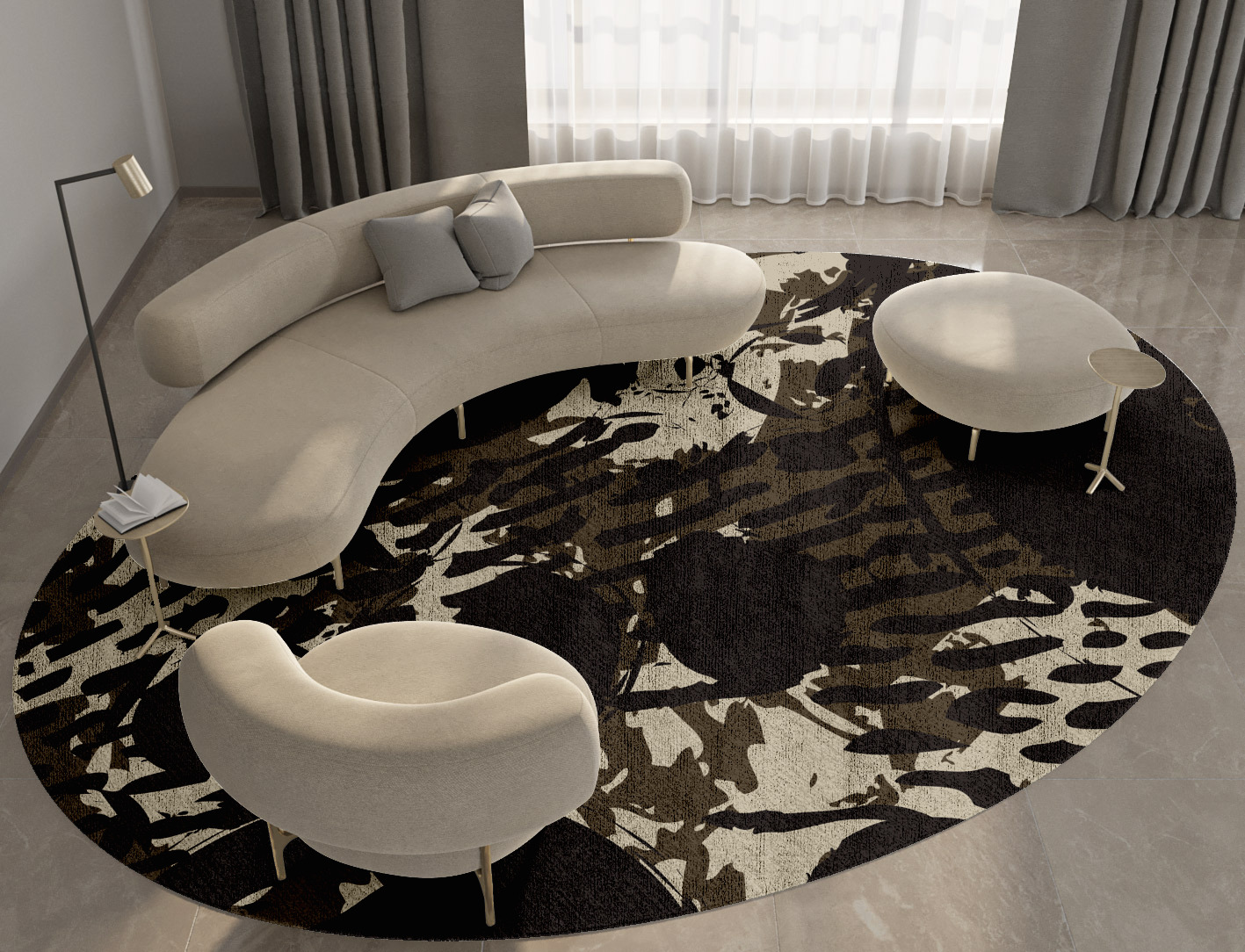 Rian Abstract Oval Hand Knotted Bamboo Silk Custom Rug by Rug Artisan