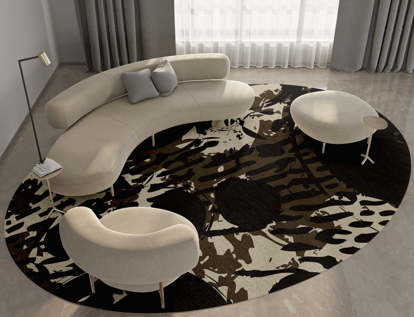 Rian Abstract Oval Hand Knotted Tibetan Wool Custom Rug by Rug Artisan