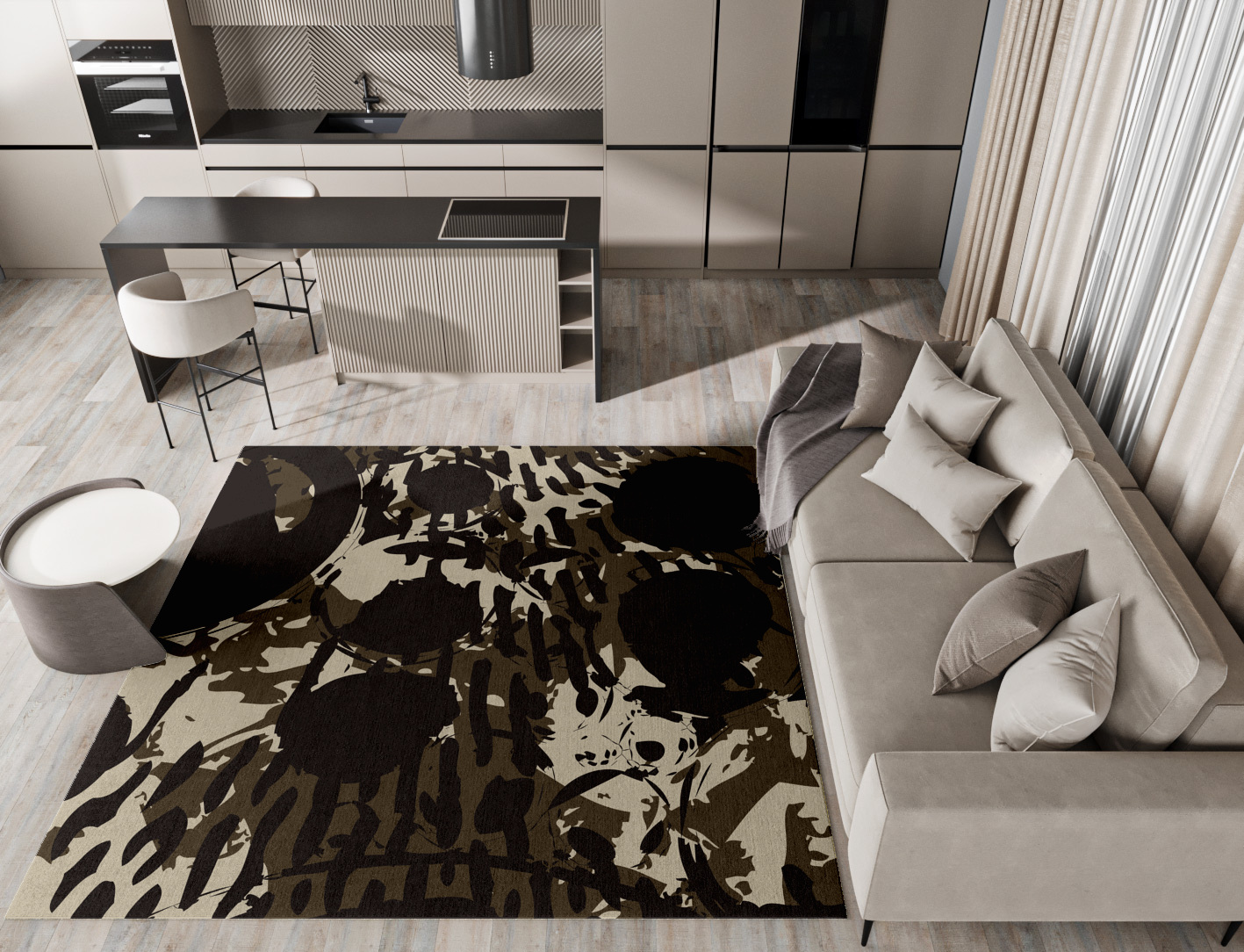 Rian Abstract Square Hand Knotted Tibetan Wool Custom Rug by Rug Artisan