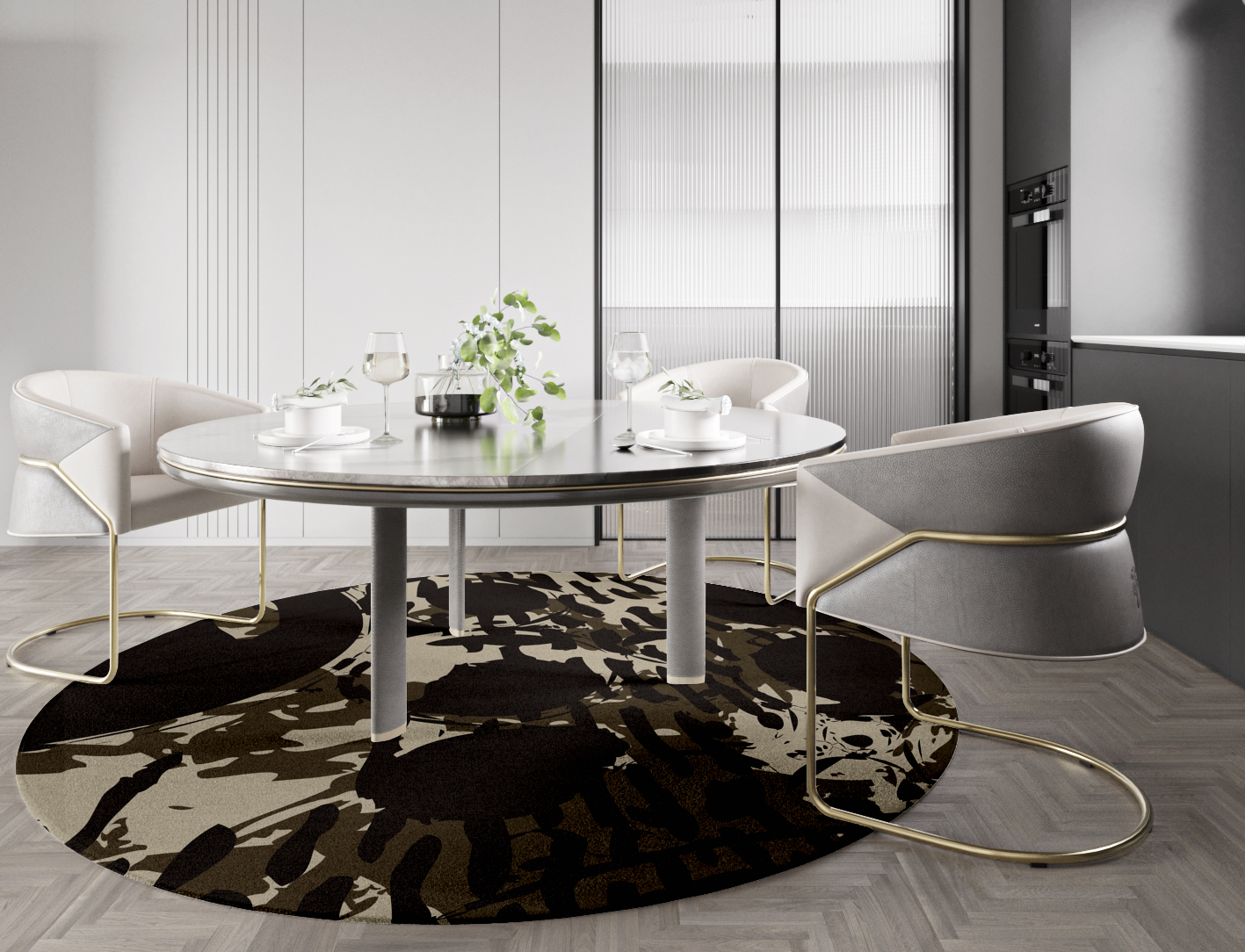 Rian Abstract Round Hand Tufted Pure Wool Custom Rug by Rug Artisan