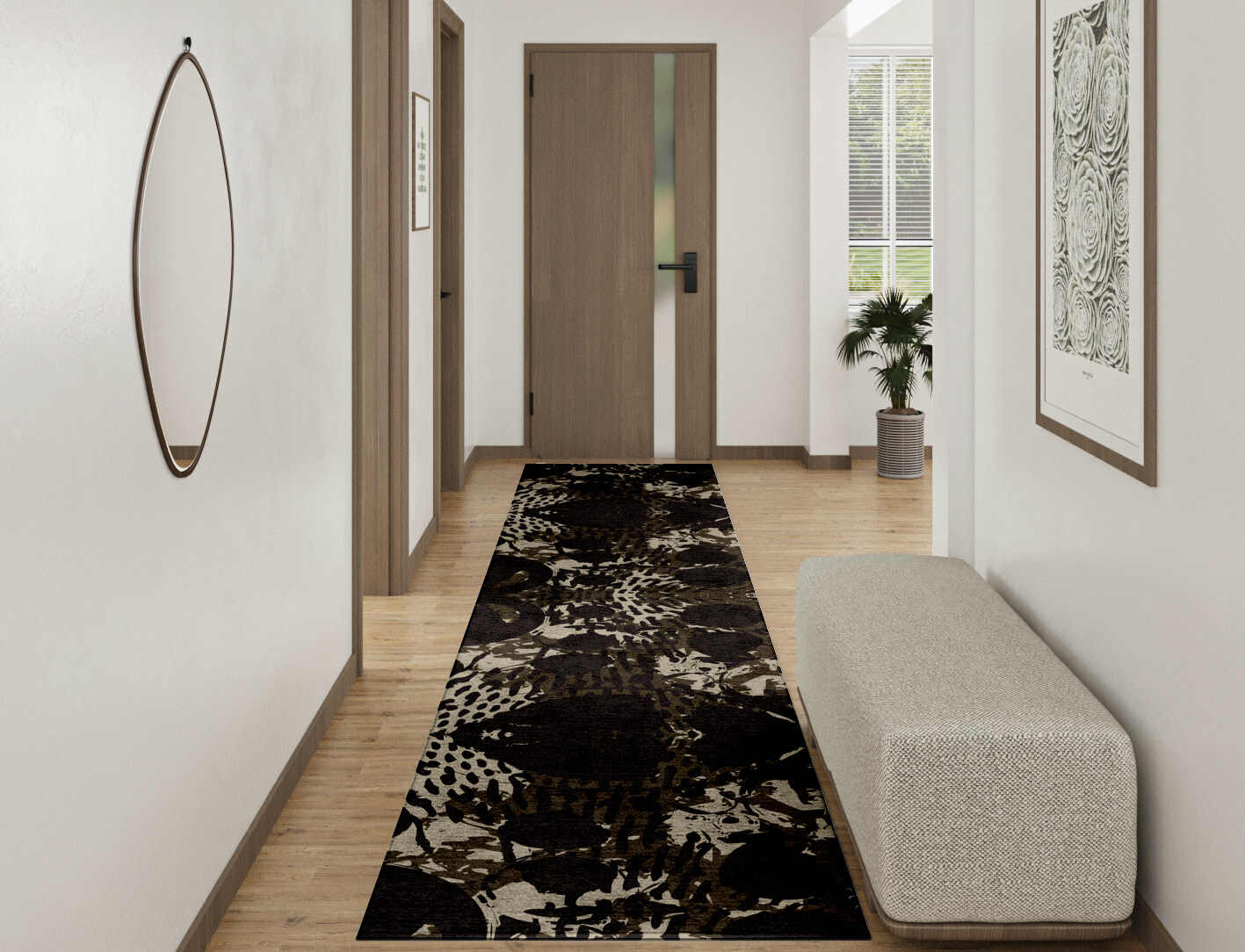Rian Abstract Runner Hand Tufted Bamboo Silk Custom Rug by Rug Artisan