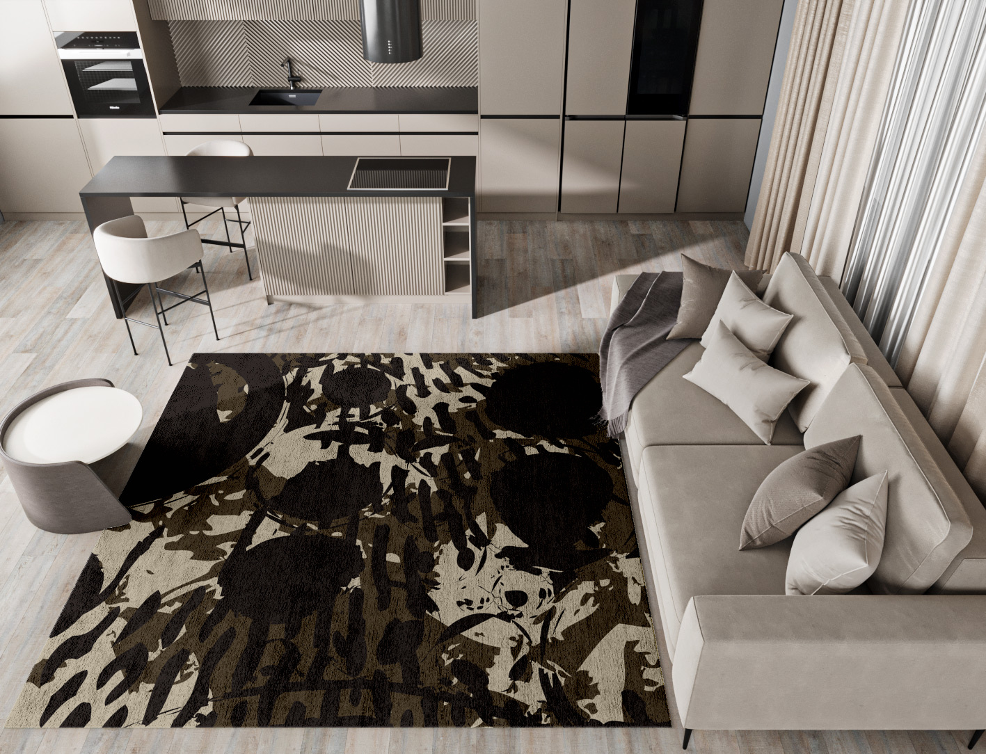 Rian Abstract Square Hand Tufted Bamboo Silk Custom Rug by Rug Artisan