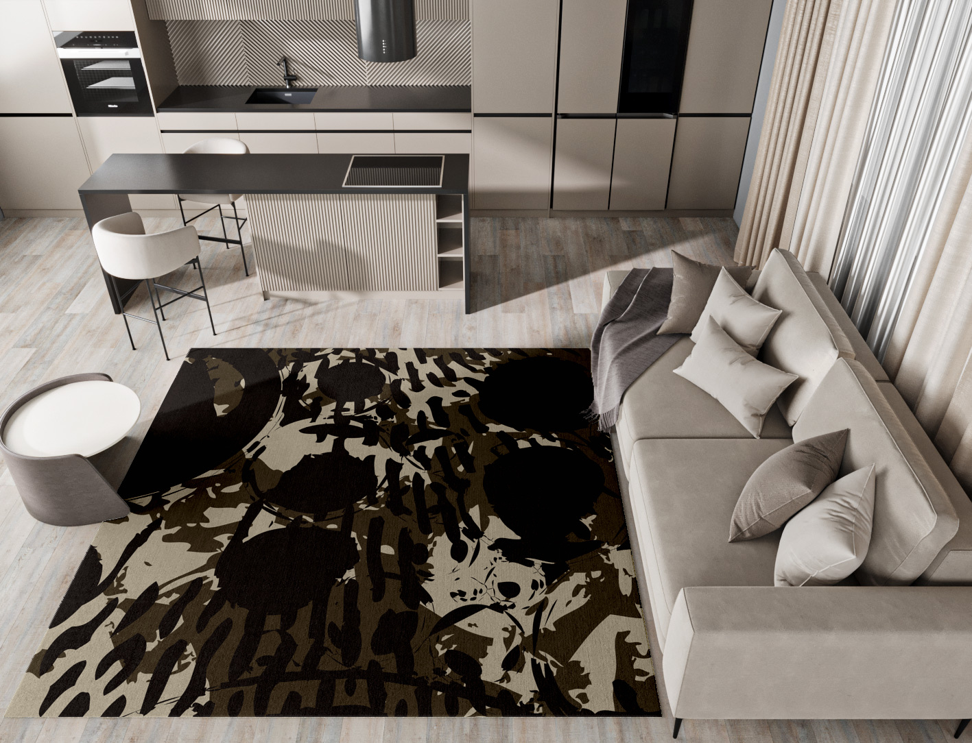 Rian Abstract Square Hand Tufted Pure Wool Custom Rug by Rug Artisan