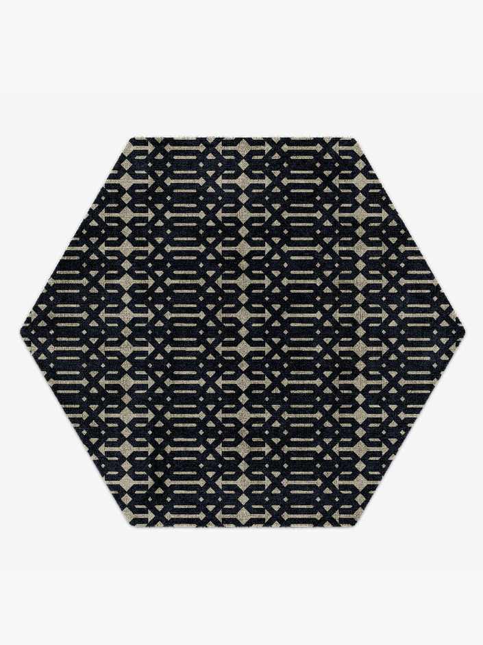 Ribbing Geometric Hexagon Hand Knotted Bamboo Silk Custom Rug by Rug Artisan