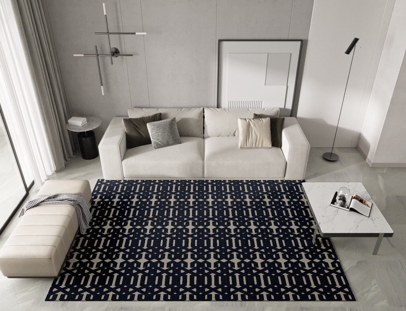 Ribbing Geometric Rectangle Hand Knotted Tibetan Wool Custom Rug by Rug Artisan