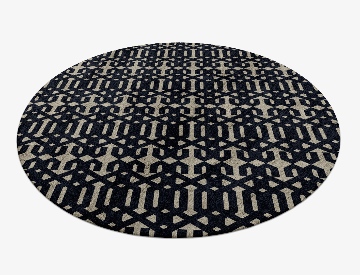 Ribbing Geometric Round Hand Knotted Bamboo Silk Custom Rug by Rug Artisan