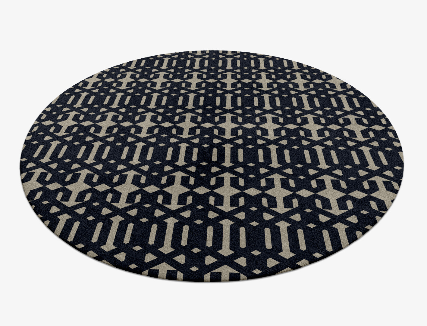 Ribbing Geometric Round Hand Knotted Tibetan Wool Custom Rug by Rug Artisan