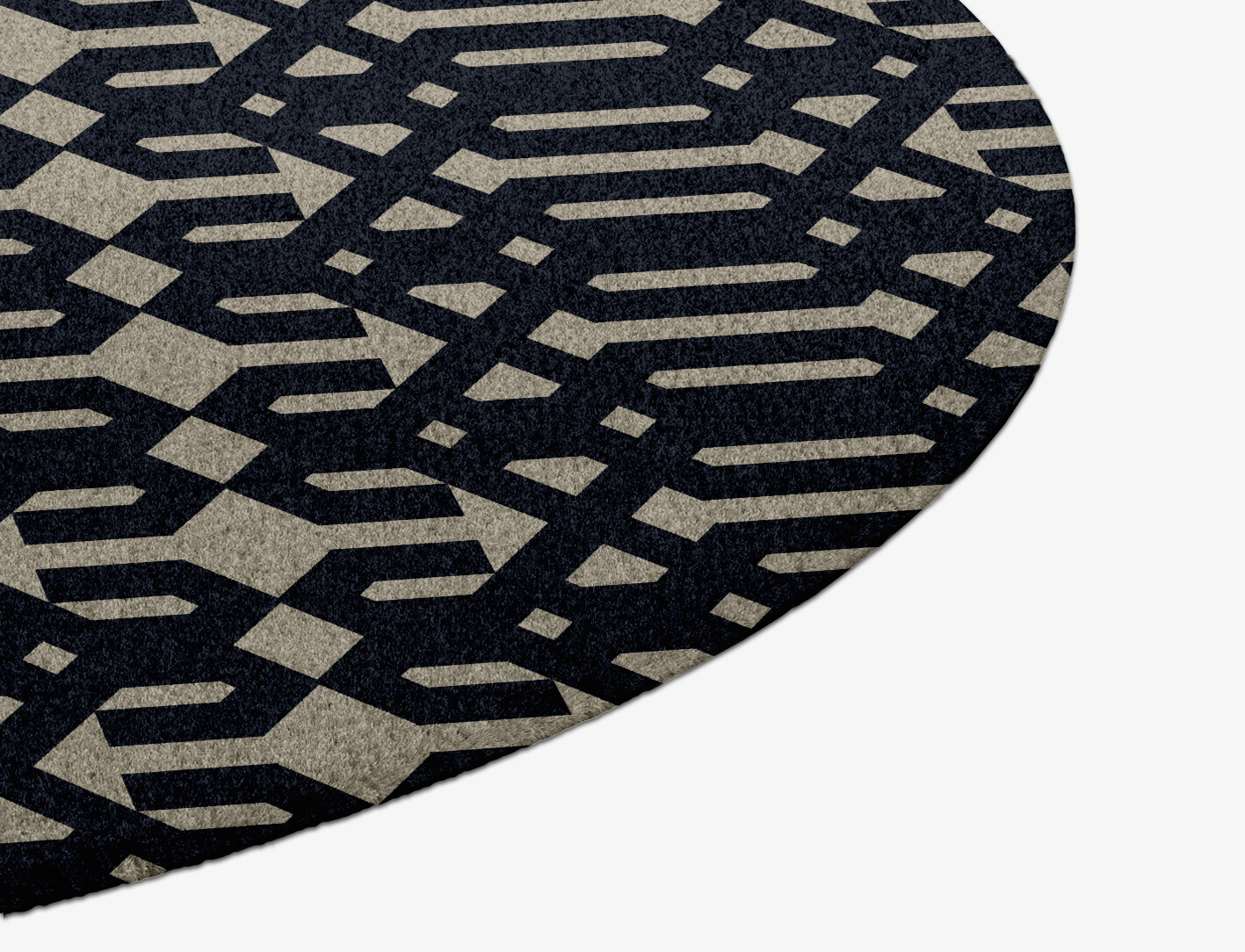 Ribbing Geometric Round Hand Knotted Tibetan Wool Custom Rug by Rug Artisan